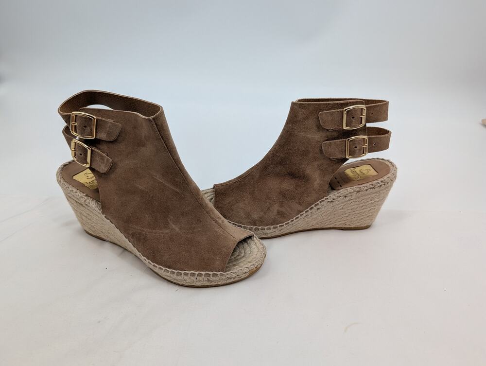Kanna Suede and Jute Platform Wedge Sandal Tan Women's Size EU 37 (US 6-6.5
